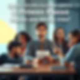 A person sitting at a table with a notepad, contemplating choices among different people, with thoughtful expressions on their faces.