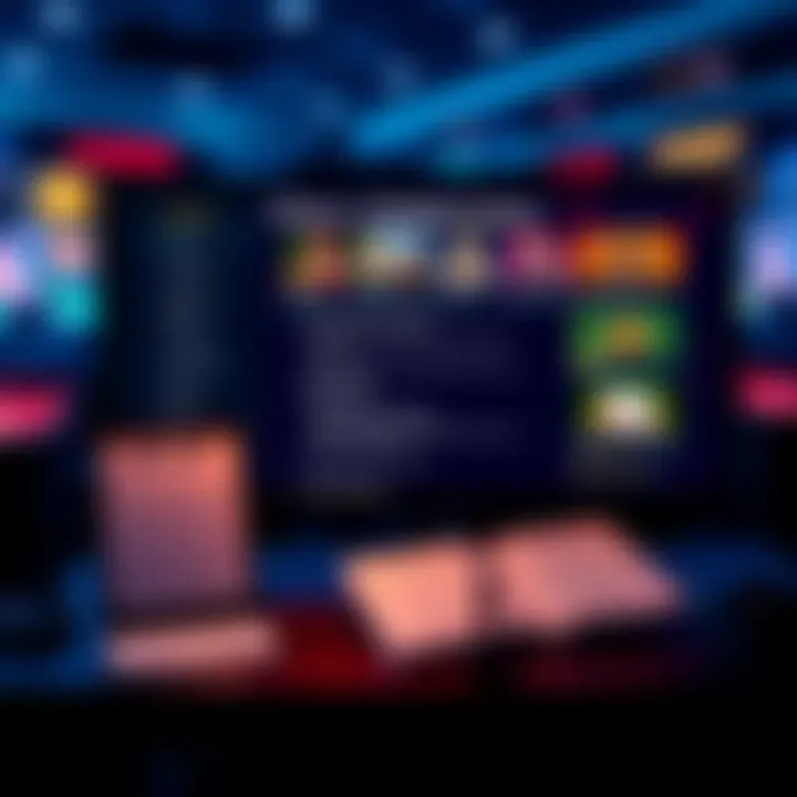 A checklist and computer screen with casino games, showing license and support options