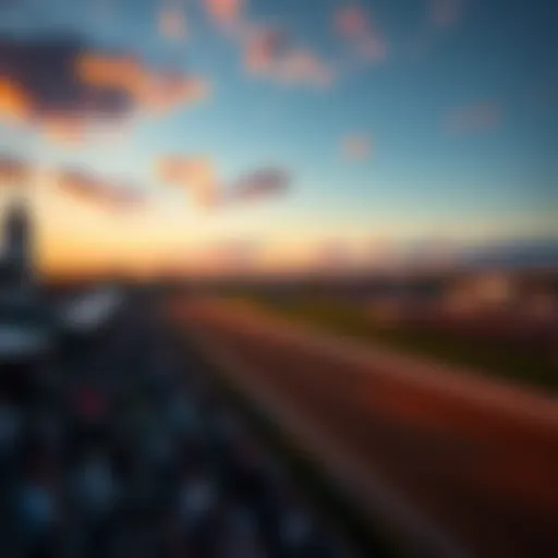 Crowd enjoying live horse races at Churchill Downs with a scenic backdrop