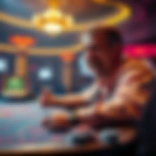 A gambler in Cincinnati celebrating a big win at a craps table, surrounded by colorful casino lights and chips.