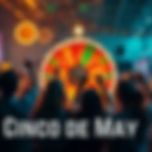 People participating in a prize wheel spin for Cinco De Mayo, looking excited and hopeful for winning prizes.