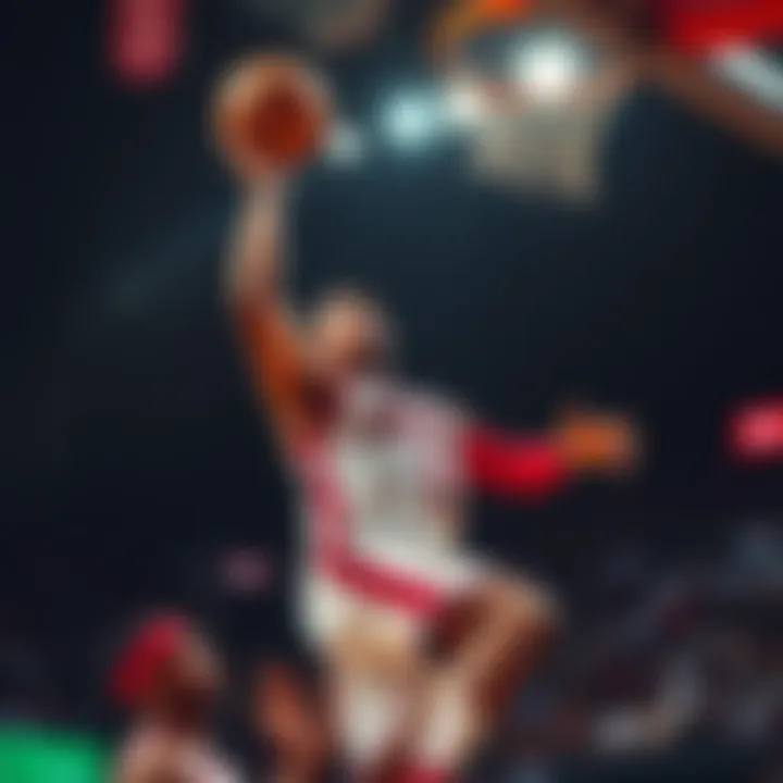 CJ McCollum in action, scoring points in the first half of a basketball game