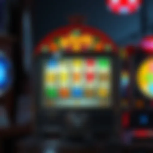 A vintage slot machine with colorful reels and nostalgic designs, attracting players to spin the wheels repeatedly.