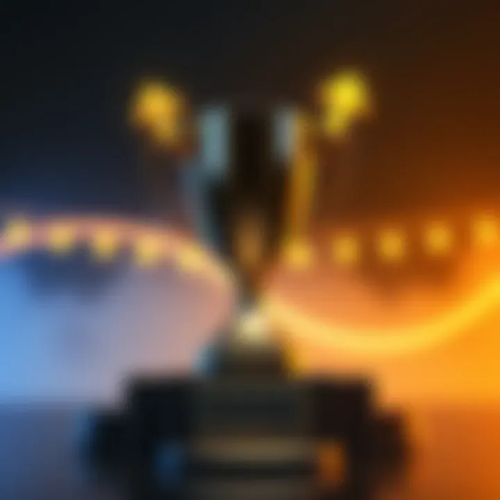 Graphic showing a trophy with upward arrows, symbolizing climbing bonus in Platinum 1