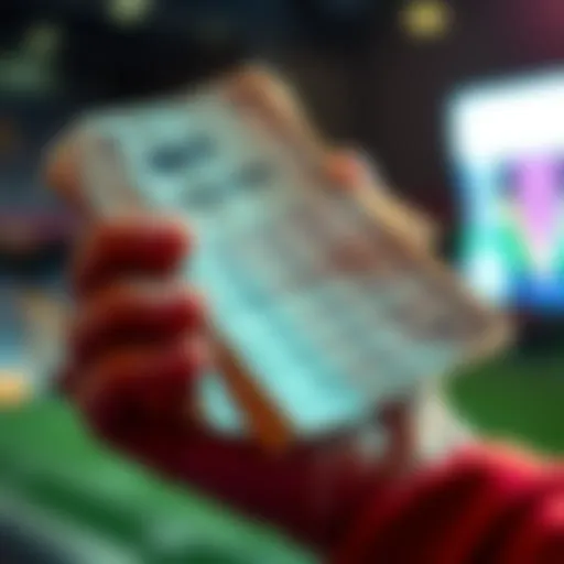 A hand holding cash with a betting slip showing a nearly completed wager, reflecting on missed opportunities.
