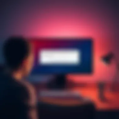 A computer screen displaying a notification about a closed account due to earnings, with a worried person in the foreground.