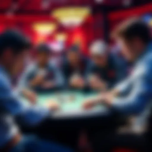 A group of professional poker players engaged in a game at a virtual Coinpoker table with focused expressions and cards in hand