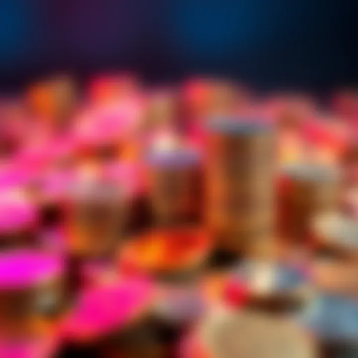 A close-up of coins growing in value symbolizing profit from a small investment. Bright colors and light effects emphasize growth.