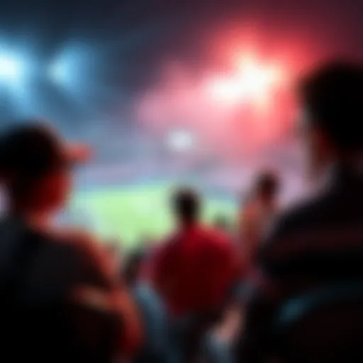 A group of fans watching a college football game and discussing betting strategies