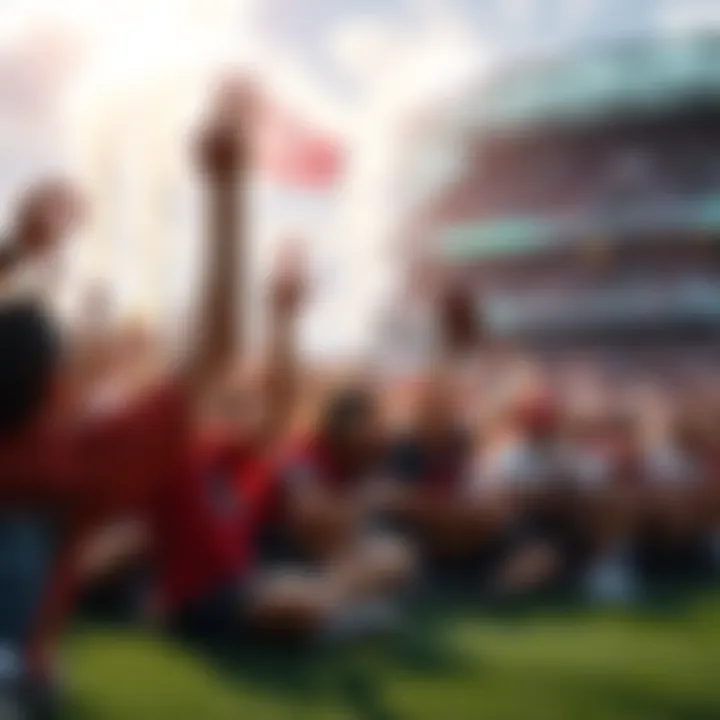 Crowd cheering at college football games, showcasing team spirit and excitement