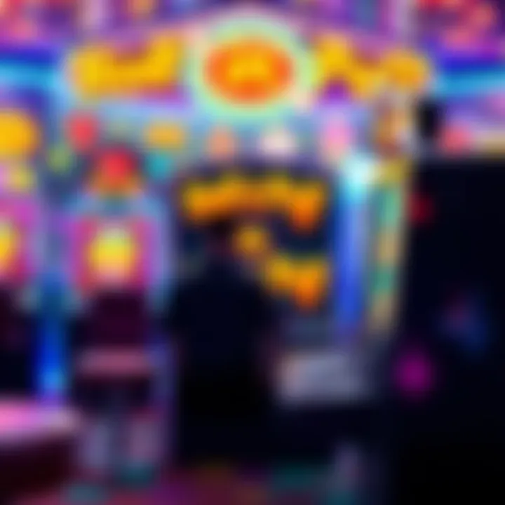 Colorful casino game scene A vibrant depiction of the Huff n Puff casino game, showcasing its colorful graphics and playful theme with a dynamic slot machine atmosphere