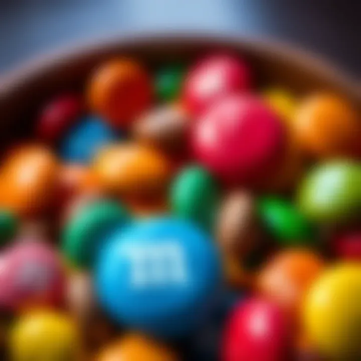 A variety of M&Ms candies showcasing different colors and flavors arranged in a bowl