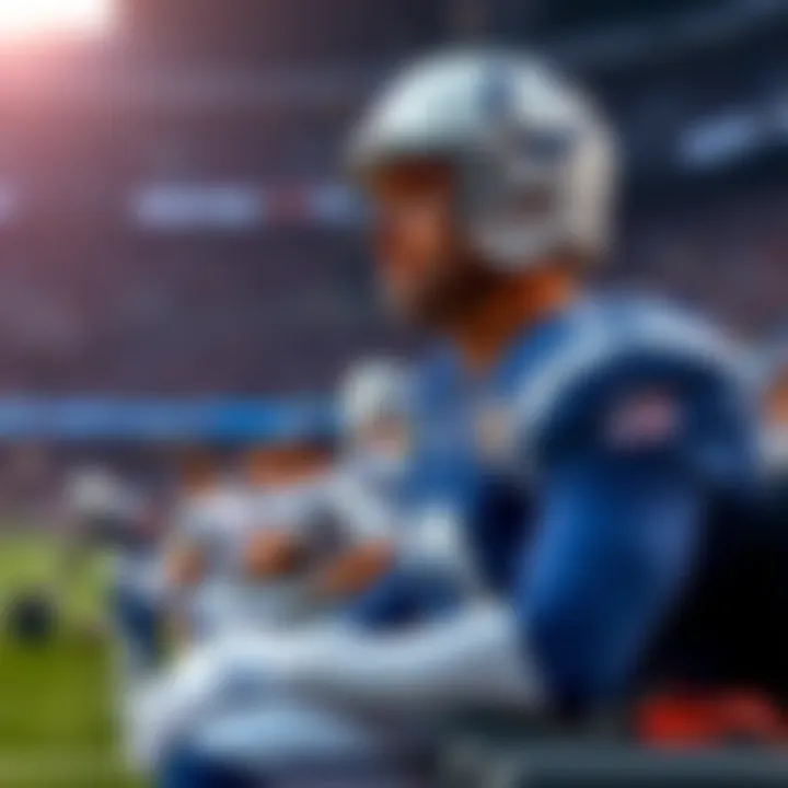 Indianapolis Colts quarterback Daniel sitting on the bench during a game, showing concern for his team's performance