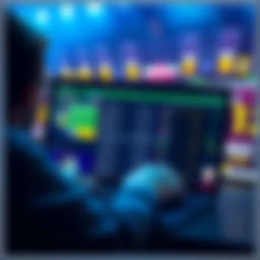 A person analyzing betting options for a Columbia match on a laptop with sports graphics in the background