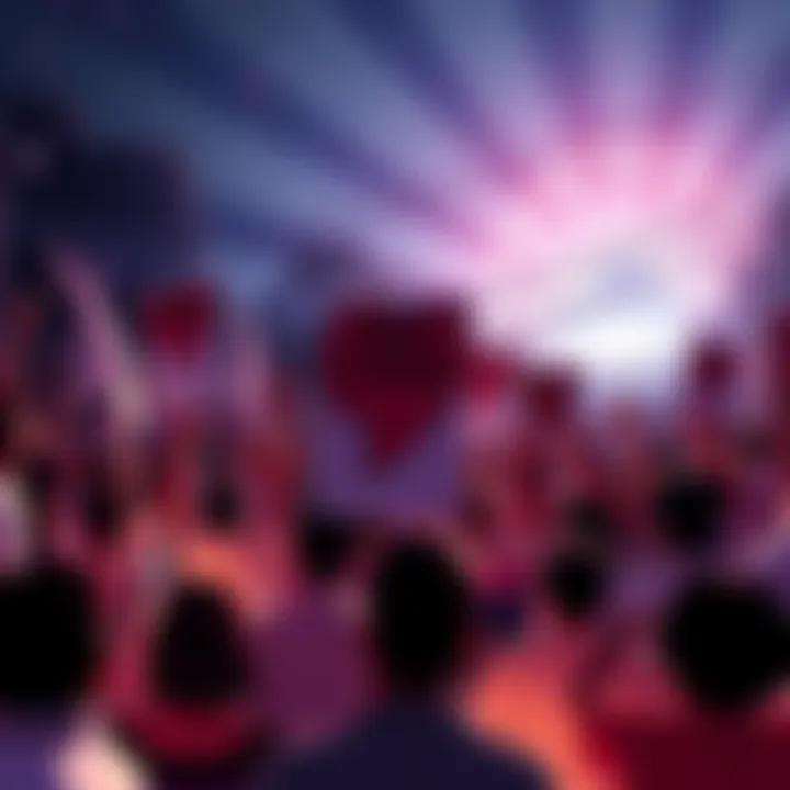 People gathering to express excitement after a major announcement, with banners and positive signs.