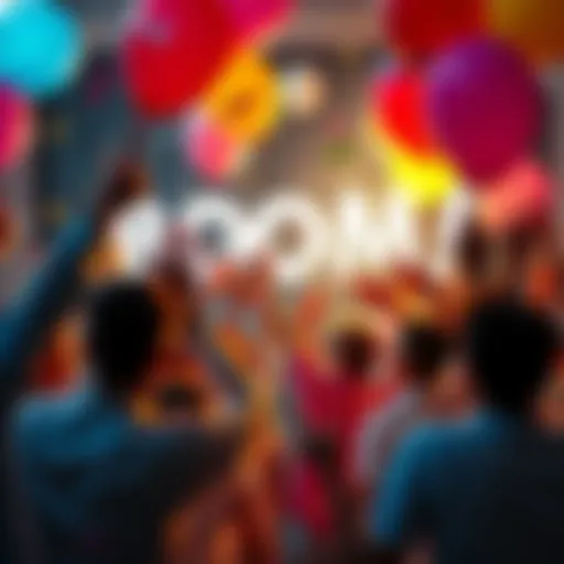 People celebrating a second success with balloons and confetti