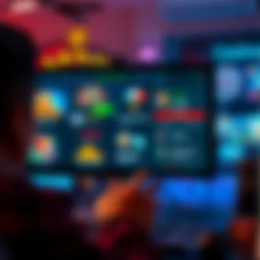 A person looking at a computer screen with various online casino game options displayed, highlighting security and promotions.