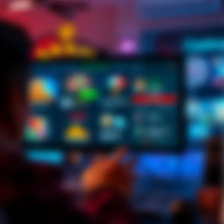 A person looking at a computer screen with various online casino game options displayed, highlighting security and promotions.