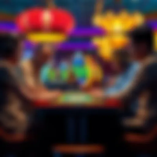 A group of worried slot players discussing their losses and offers at a casino table