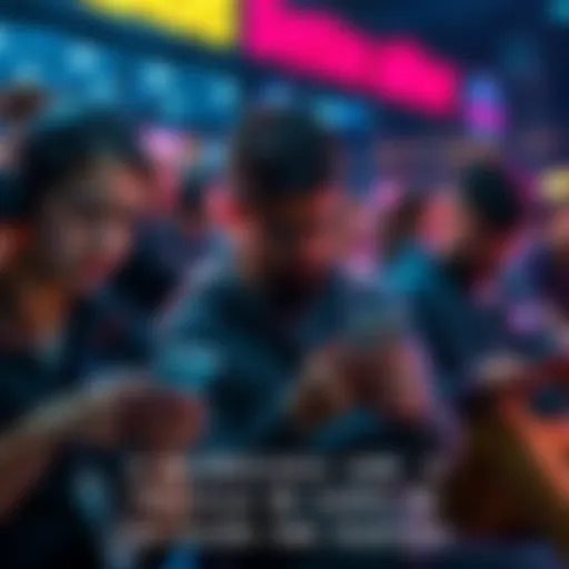 A group of people looking worried while checking their mobile devices and discussing their dissatisfaction with Fan Duel's injury policy.
