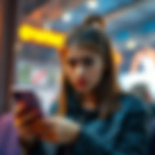 A worried young woman looking at her phone with a distressed expression, thinking about her boyfriend's gambling issues.