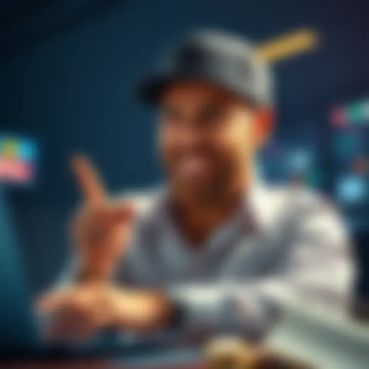 A confident gambler placing bets on FanDuel Sportsbook with excitement and focus