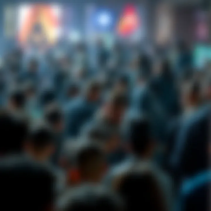 A crowd of people looking puzzled and discussing among themselves, representing current chaos in society.