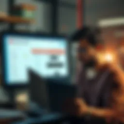 A person looking frustrated while reviewing documents and a computer screen showing eligibility results