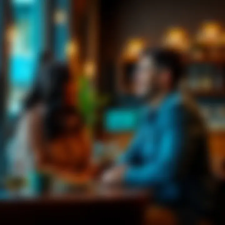 Two people talking and smiling, enjoying a meaningful conversation in a cozy café setting.