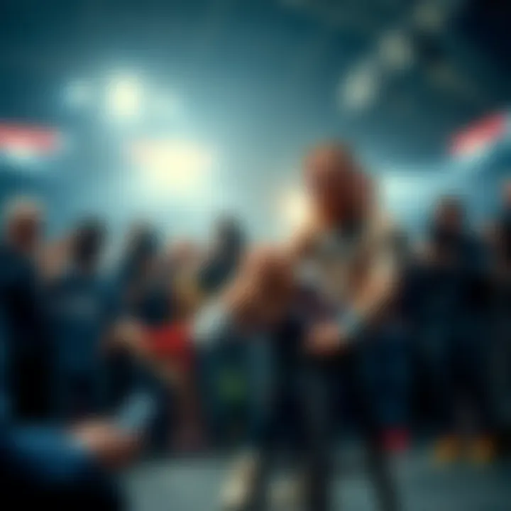 Conor McGregor sitting on a stool, holding his injured leg, surrounded by concerned fans and media, showcasing the aftermath of his injury before a fight.