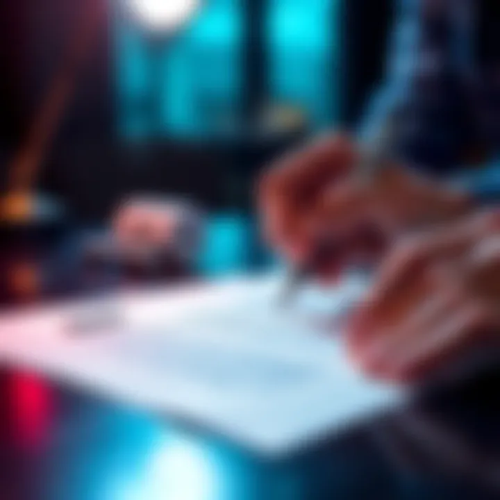 Signing a contract A person reviewing a contract with a pen, symbolizing subscription bonus offers