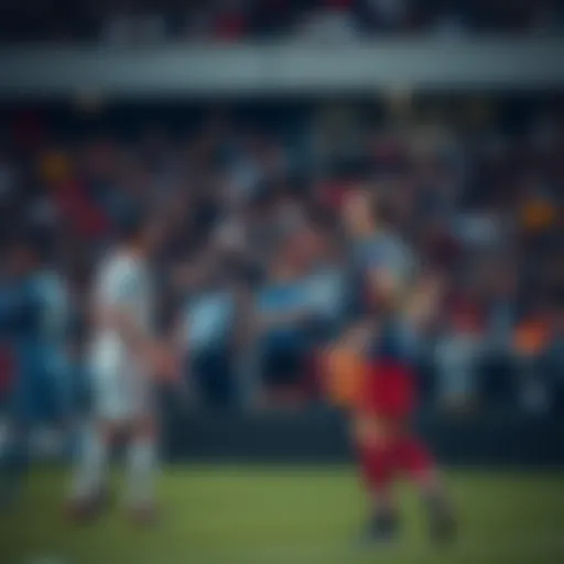 A tense moment on the field as players react to a controversial score in overtime. Fans are seen in the background expressing mixed emotions.