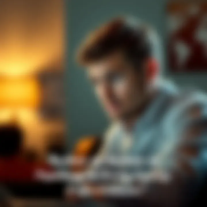 Corey Eyring facing criticism Corey Eyring looking concerned while reading negative comments online