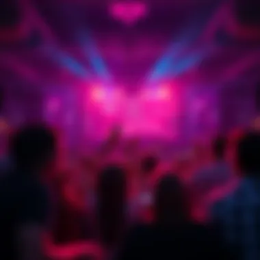 A group of people eagerly watching a countdown clock at a lively event, filled with excitement.