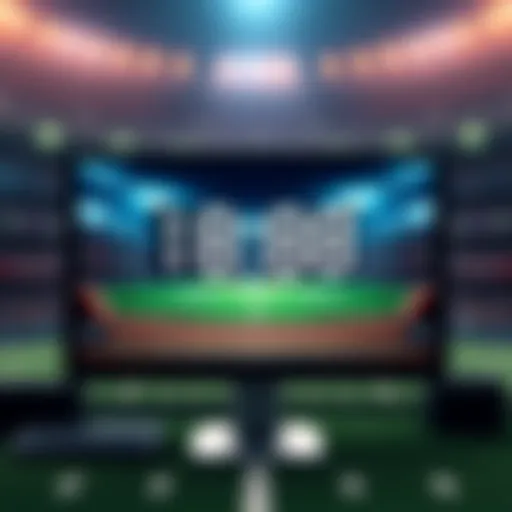 A countdown timer displayed on a computer screen with football graphics, representing the upcoming Super Bowl program by Stake.