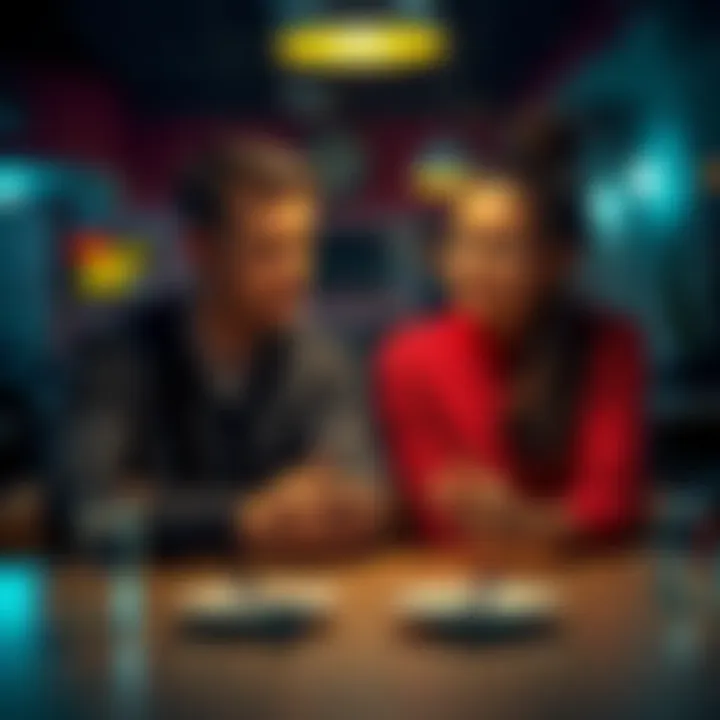 A husband and wife sitting at a table, looking stressed during a conversation, capturing the pressure of daily life.