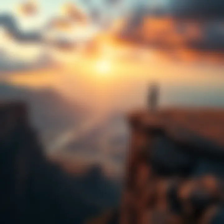 A person looking out at a vast unknown landscape, symbolizing courage in decision-making.