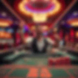 A player celebrating a big win at a craps table in Sky River Casino, with dice and chips in hand