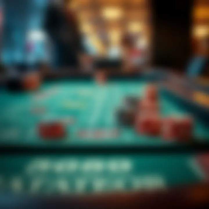 A craps table with chips placed on numbers 5, 6, 8, and 9, highlighting a betting strategy in action