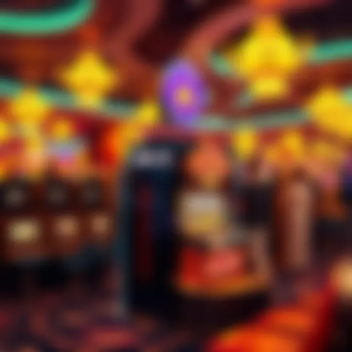 A vibrant craps bubble machine surrounded by excited players in a bustling Las Vegas casino