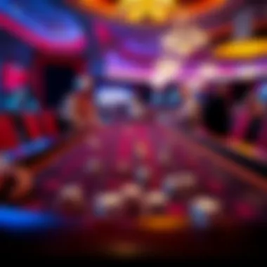 A craps table with players rolling dice and placing bets in a casino setting