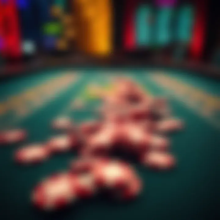 A craps table at a casino with chips scattered on it, symbolizing gambling losses
