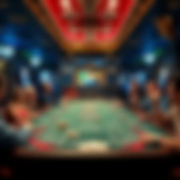 A bustling craps table in Las Vegas with players enjoying a game and cheering as dice are rolled.