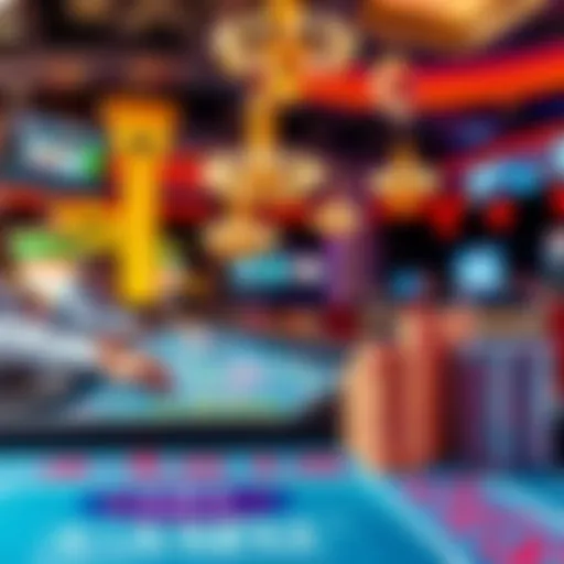 A lively craps table in Las Vegas with players cheering and colorful chips stacked high