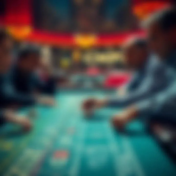 A craps table where a player rolls the dice while a fellow player shows frustration, capturing the tension between players