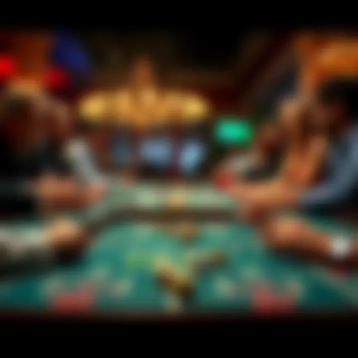 Players at a craps table rolling dice and watching their bets