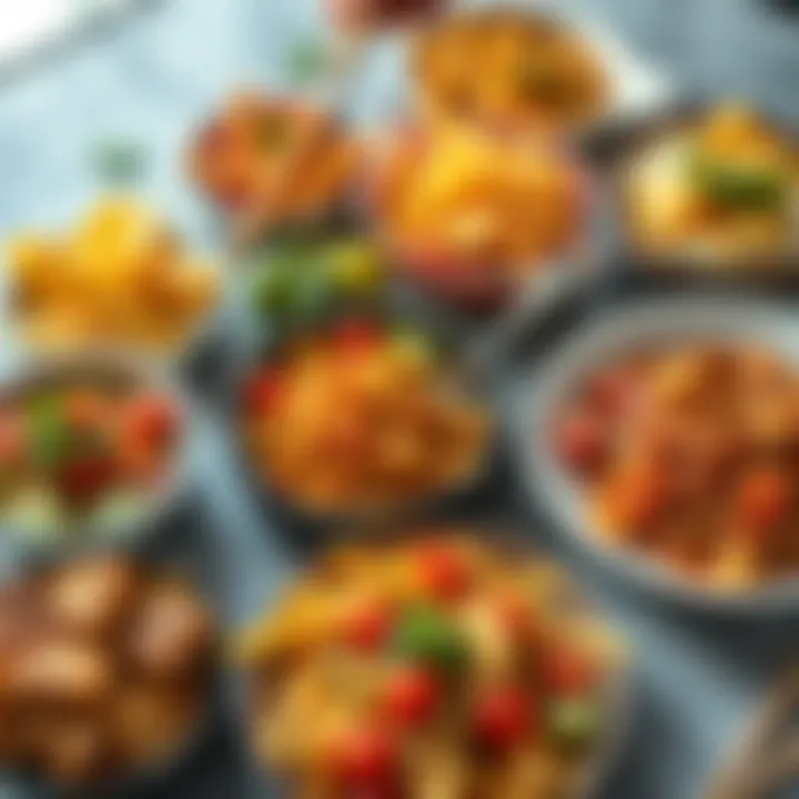 A variety of homemade dishes made without chips, showcasing colorful ingredients and innovative cooking methods