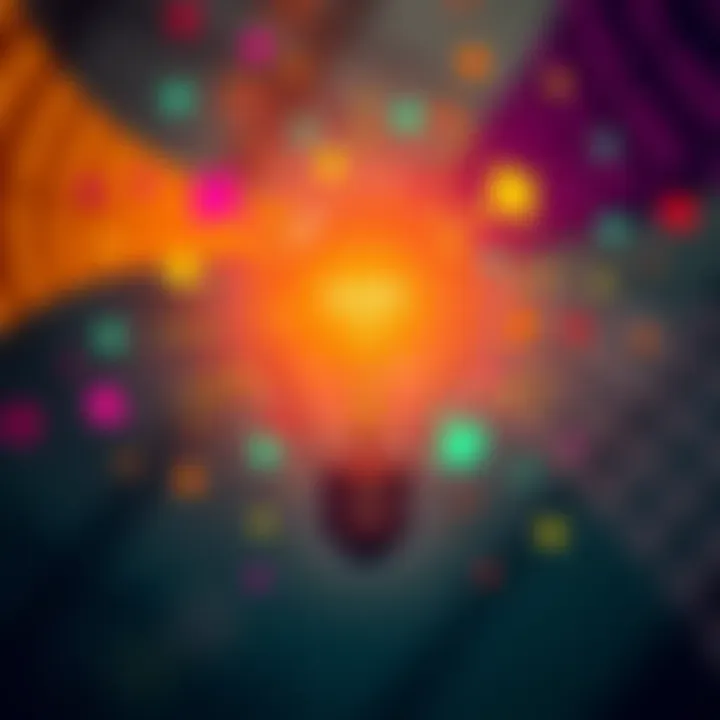 A glowing light bulb surrounded by colorful shapes representing creative ideas and inspiration