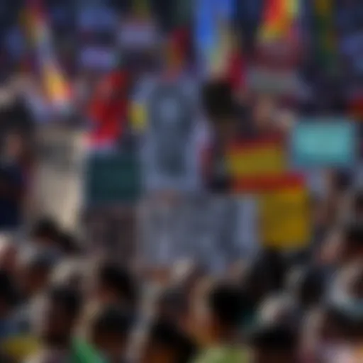 A diverse group of people holding signs and banners calling for the return of MBL, showcasing their desire for political renewal and social mobilization.