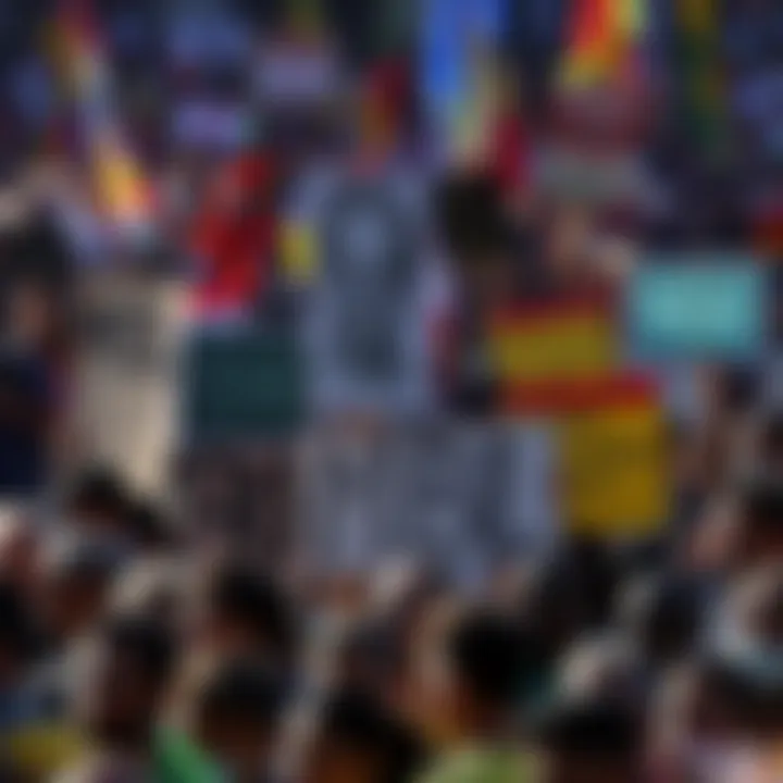 A diverse group of people holding signs and banners calling for the return of MBL, showcasing their desire for political renewal and social mobilization.